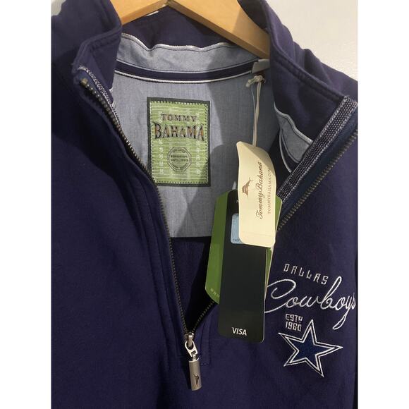 Tommy Bahama NFL pullover sweater NEW men’s size L navy blue Dallas cowboys - Picture 2 of 8